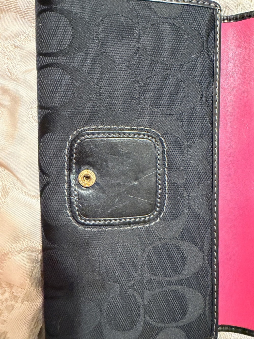 Nwt Coach Bleeker Black leather with black signature jacquard canvas checkbook - Picture 2 of 6
